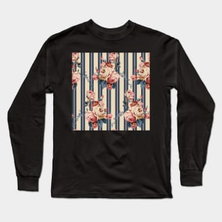 Vintage Floral Stripe Long Sleeve T-Shirt